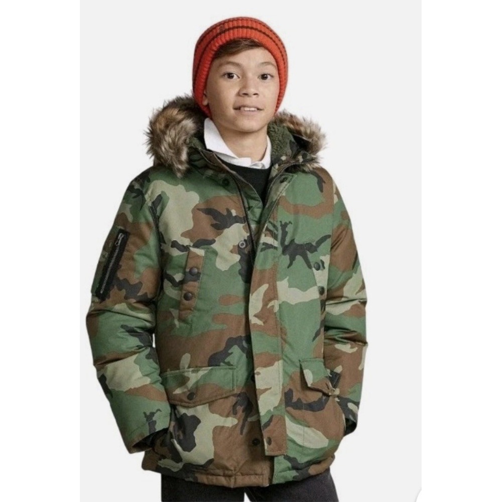 Polo Ralph Lauren Kids Camouflage Hooded Parka Down Jacket 14-16 Sz L
